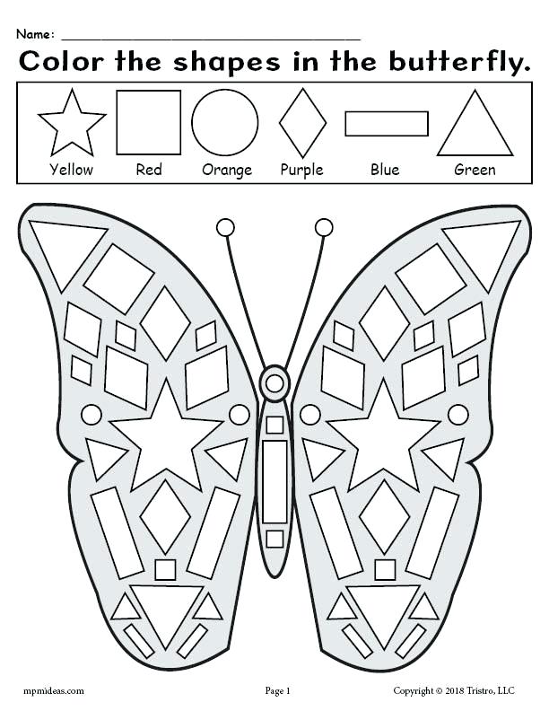 Shape Color Pages Child Shapes Coloring Printable Free ...