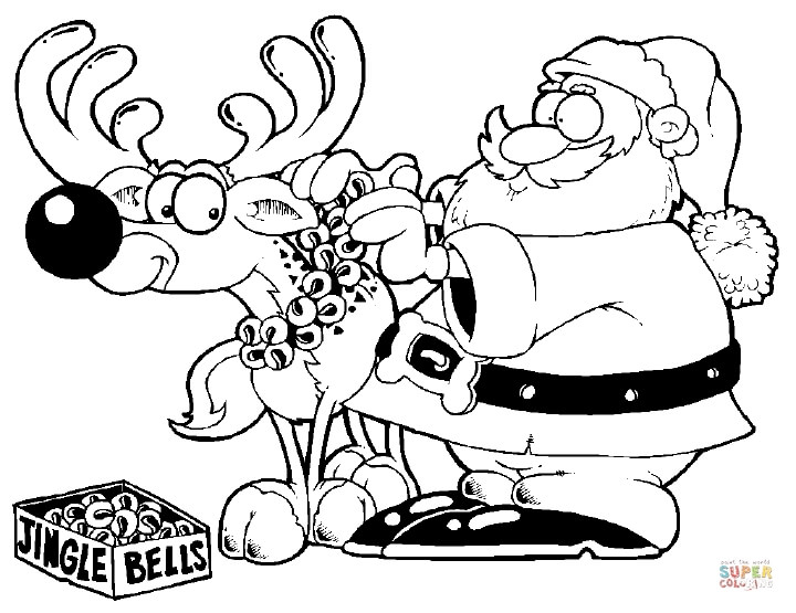 Santa Riding Reindeer coloring page | Free Printable Coloring Pages