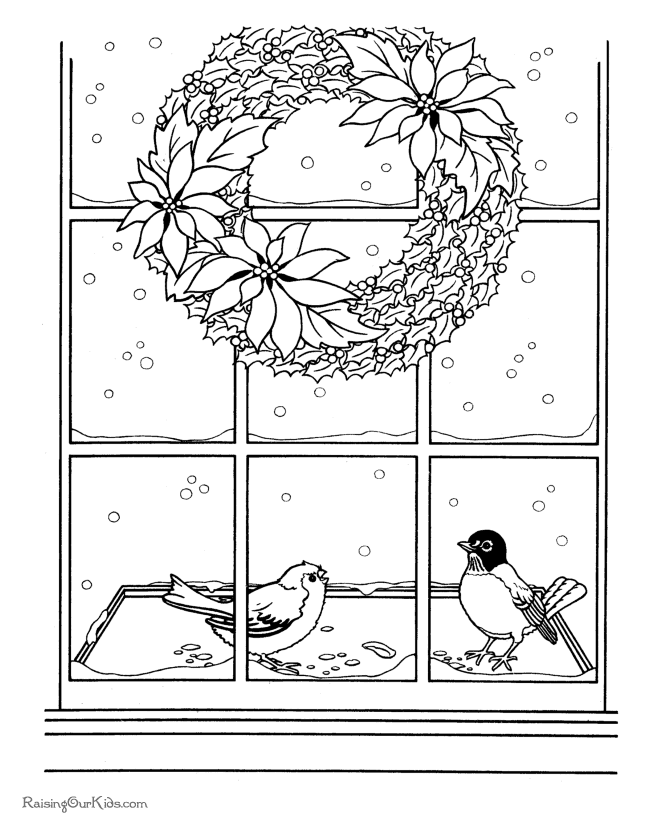 Wreaths and Flowers Christmas Coloring Pages