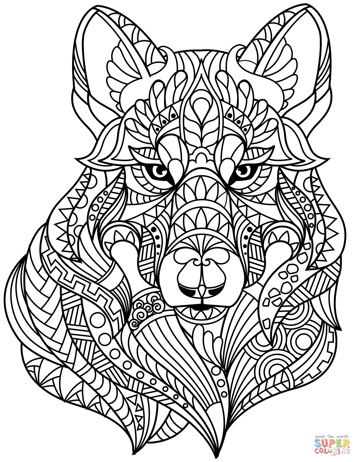 Wolf Head Zentangle Coloring Page From Zentangle Category. Select From  29500 Printable Crafts Of Cart… | Animal Coloring Pages, Abstract Coloring  Pages, Wolf Colors - Coloring Home
