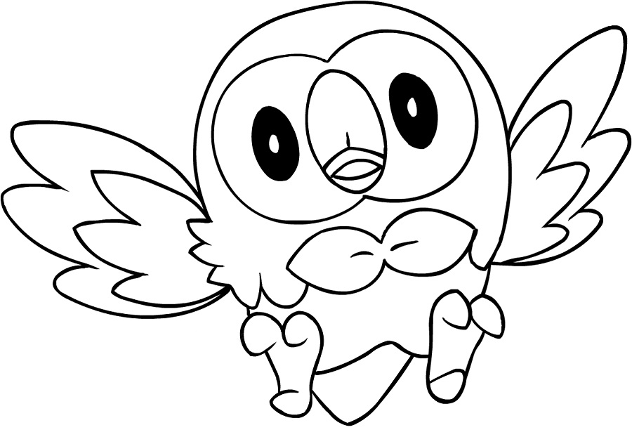 Rowlet Flying Coloring Page - Free Printable Coloring Pages for Kids
