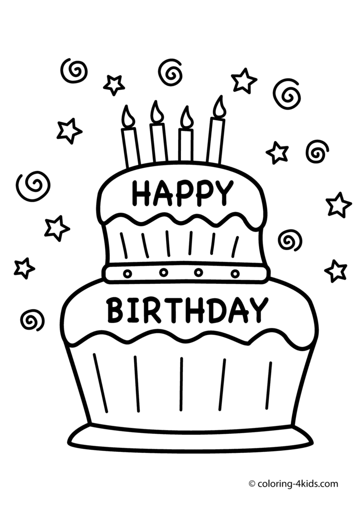 Coloring Pages: Birthday Cake Coloring Page Printable Birthday ...