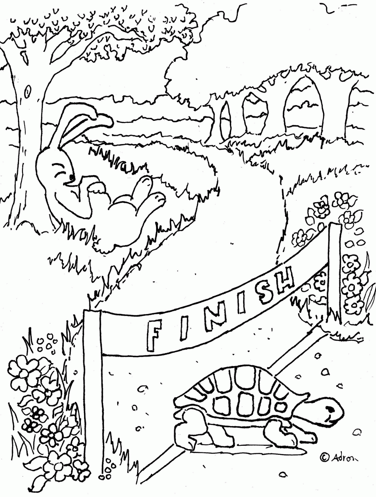 Coloring Pages for Kids by Mr. Adron: Tortoise And The Hare Print ...