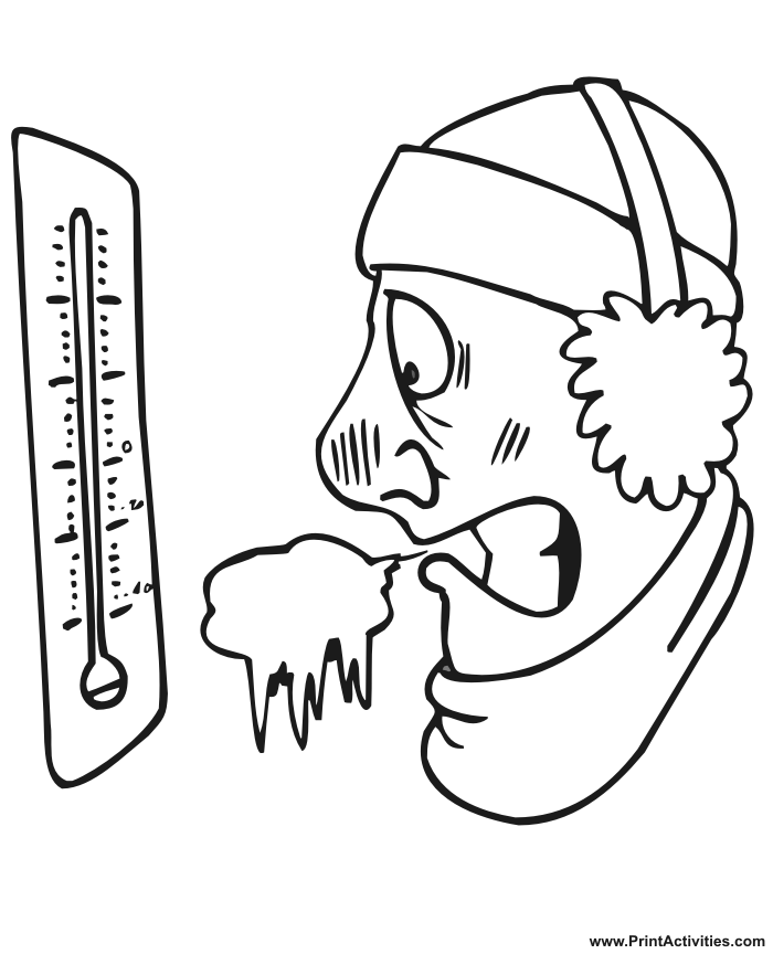 Winter cold coloring page of a low thermometer. | Coloring pages ...