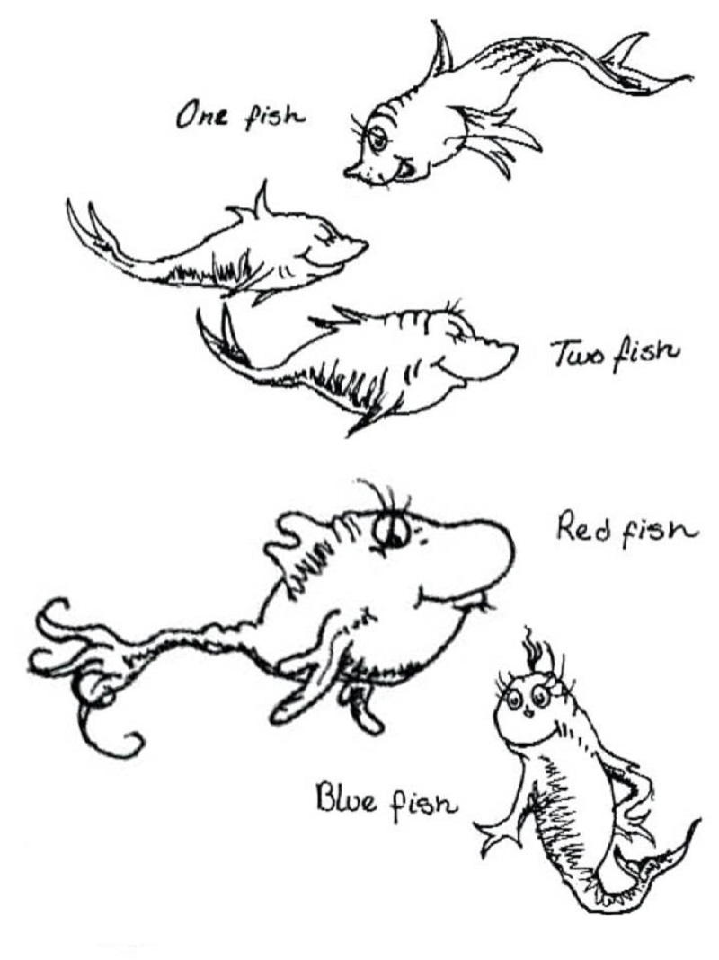 One Fish Two Fish Coloring Page Red Fish Blue Fish | Dr seuss coloring pages,  Fish coloring page, Red fish blue fish