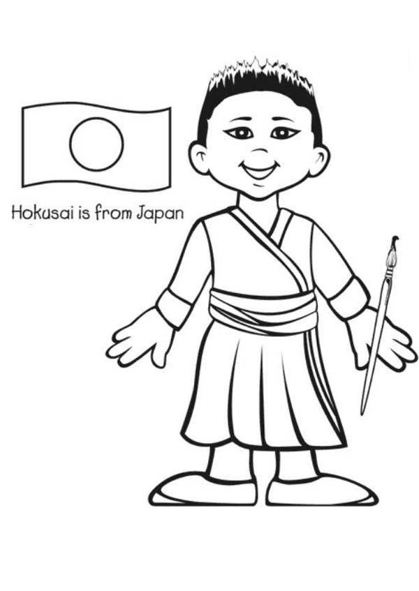 Boy From Japan Coloring Page : Coloring Sky | World map coloring page, Coloring  pages, Geography for kids