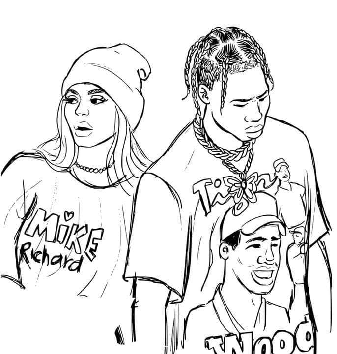 Kylie Jenner and Travis Scott Coloring Page - Free Printable Coloring Pages  for Kids