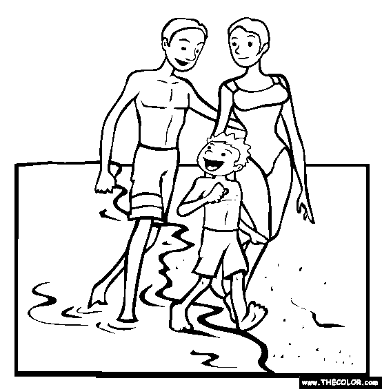 Walking on Beach Online Coloring Page