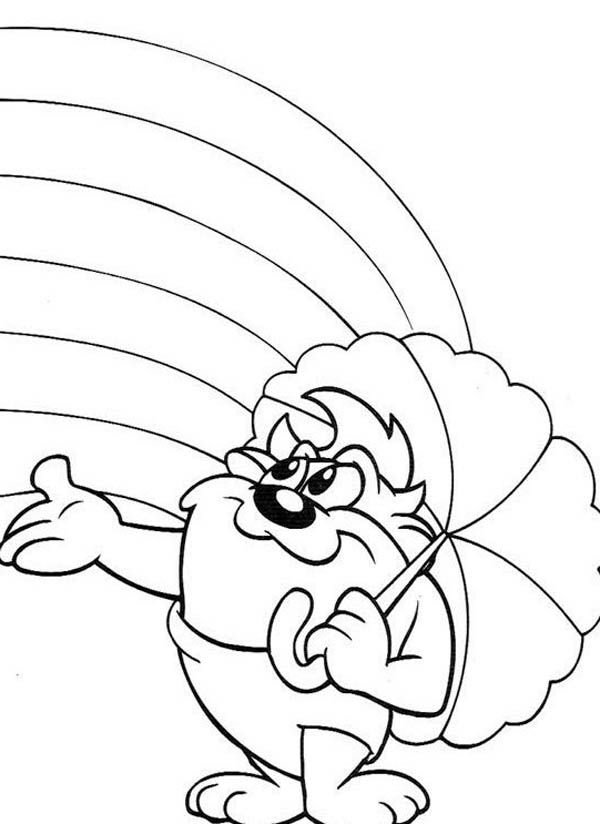 Baby Taz Love Rainbow in Baby Looney Tunes Coloring Page: Baby Taz ...