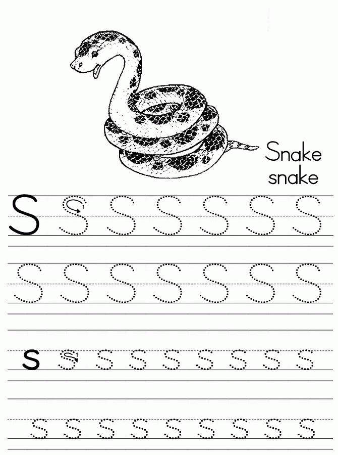 Letter S Coloring Page: Snake