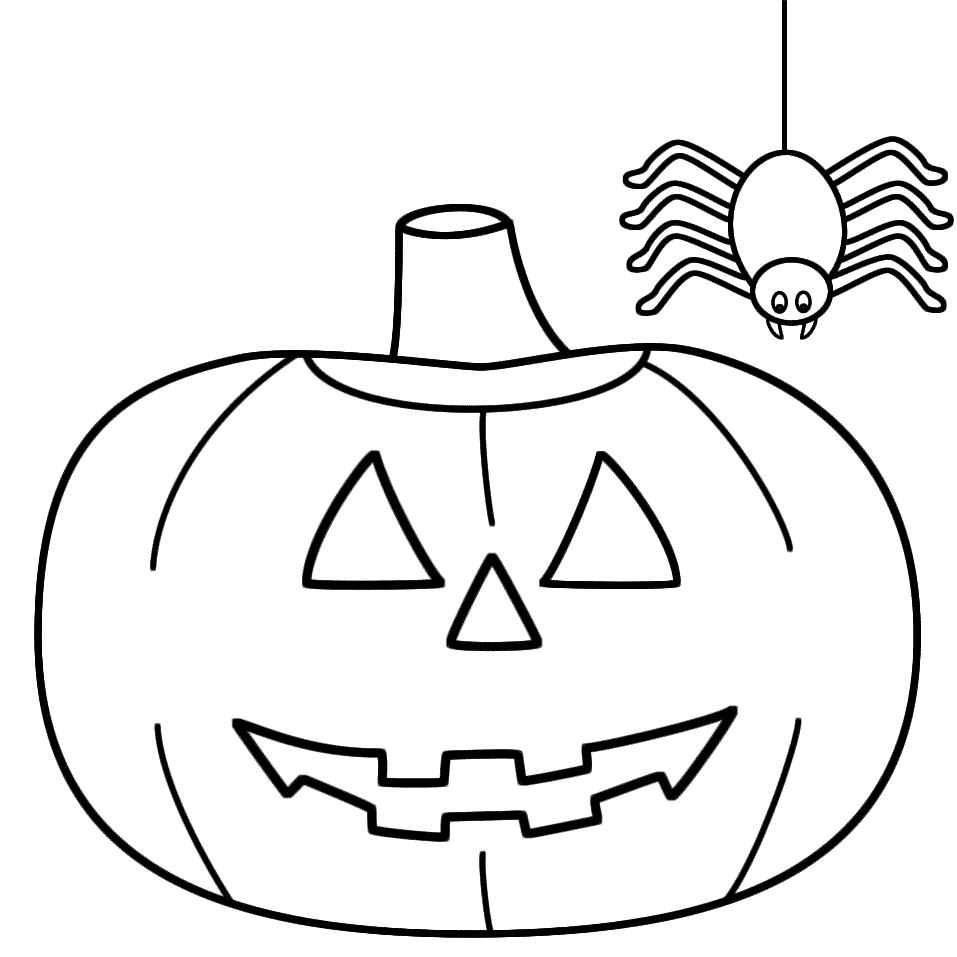 Print Spider Pumpkin Simple Halloween Coloring Pages or Download ...