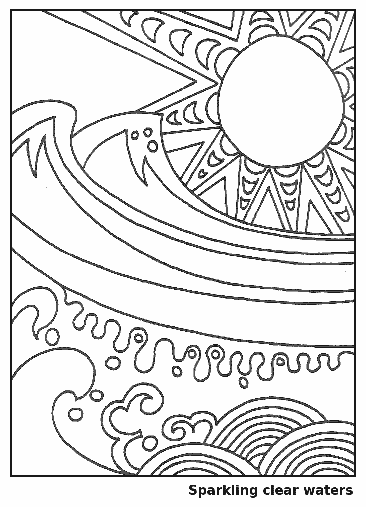 Waves in the Sun - Coloring Page for Kids - Free Printable Picture