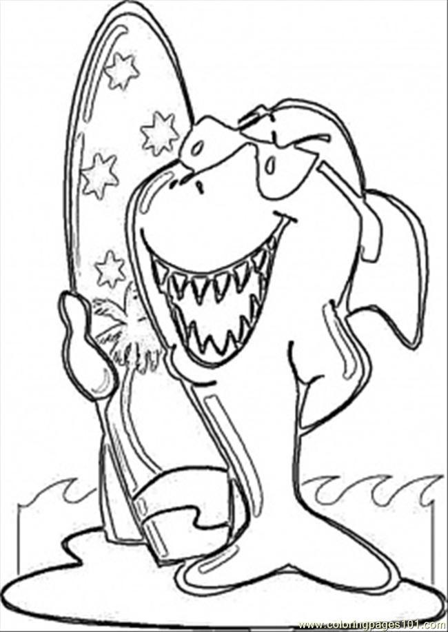 Surfing Shark Coloring Page - Free Australia Coloring Pages :  ColoringPages101.com