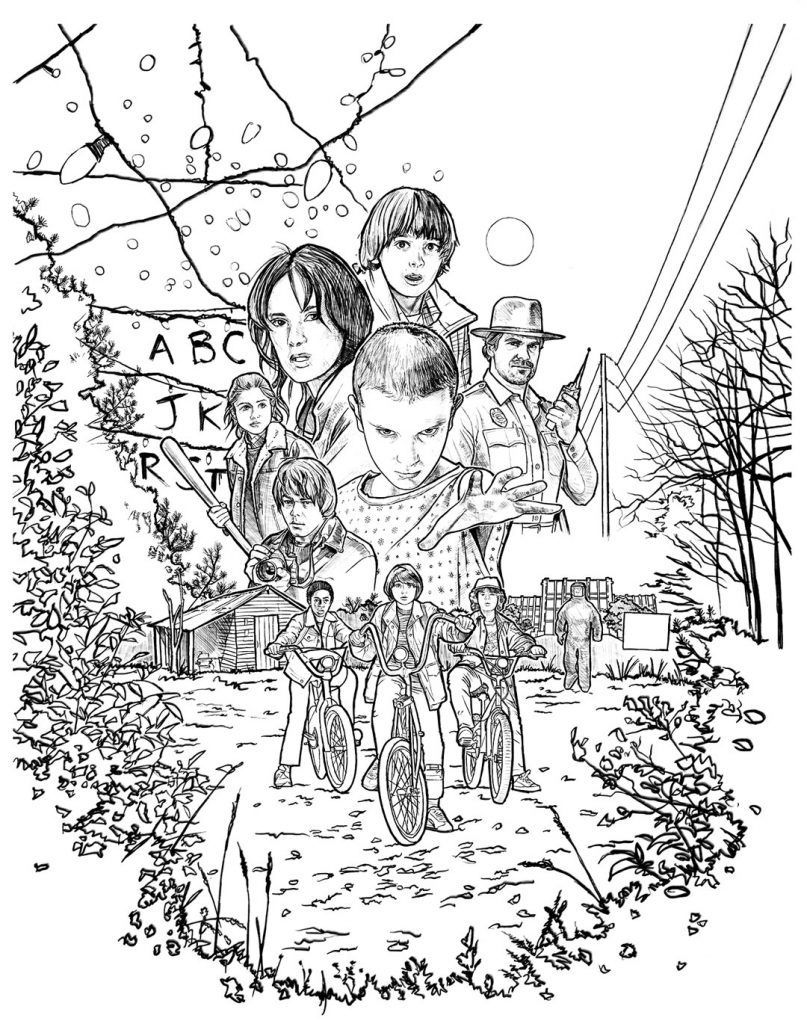 Stranger Things Coloring Pages. Free printable of all characters