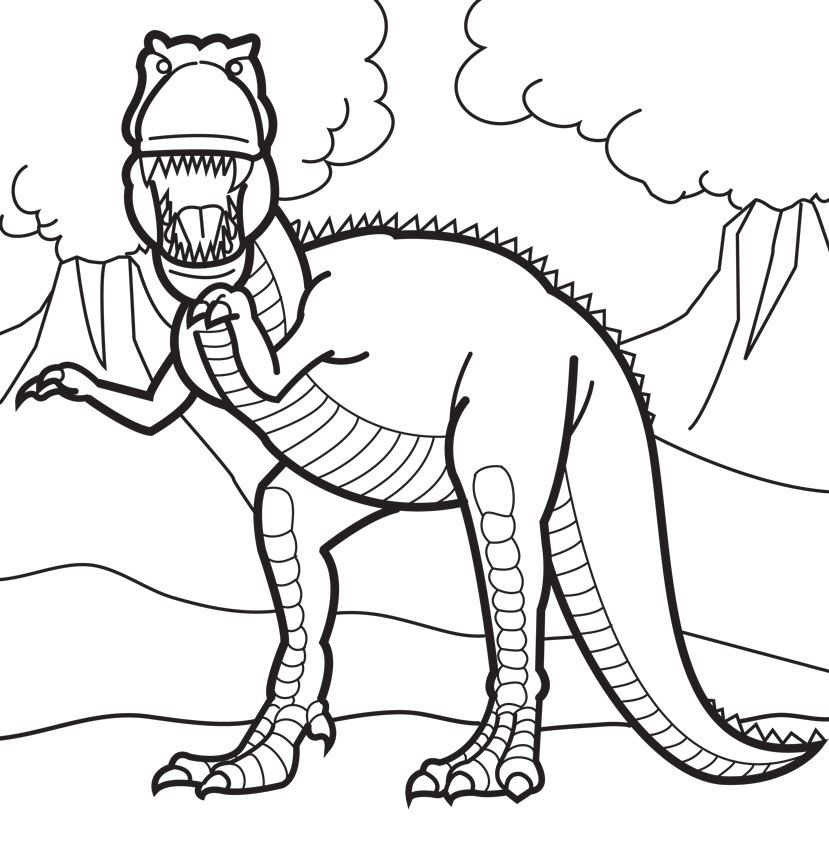 T Rex Dinosaur - Coloring Pages for Kids and for Adults