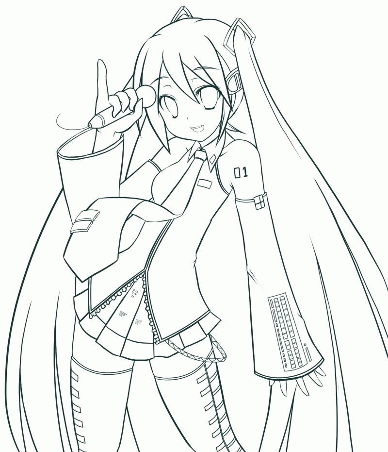 Image result for hatsune miku coloring pages | Hatsune miku ...
