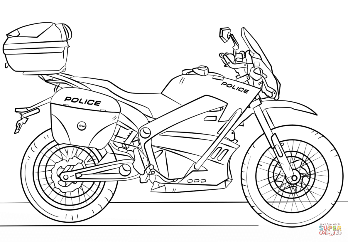 Police Motorcycle coloring page | Free Printable Coloring Pages
