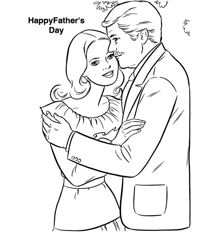 Father and Daughter on Father's Day Coloring Pages | HonkingDonkey