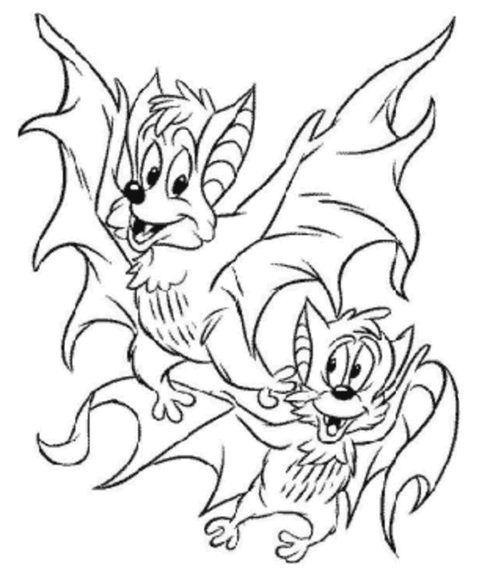Scary Halloween Coloring Page - Scary Halloween bats - Free 