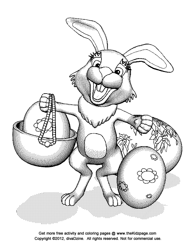 Cute Easter Bunny/Rabbit - Free Coloring Pages for Kids - Printable Colouring  Sheets