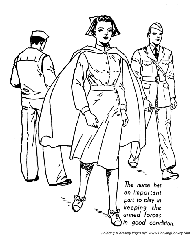 Armed Forces Day Coloring Pages | Navy nurse coloring page sheet 