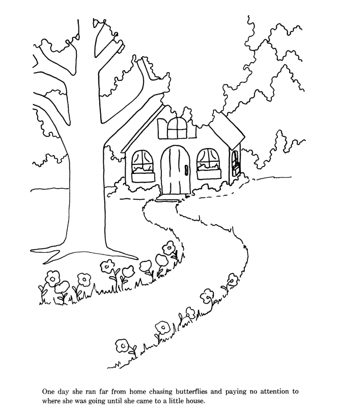 Goldilocks Coloring Pages | Goldilocks found house in the forest 