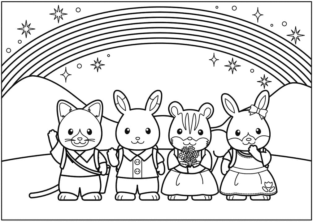 Happy Sylvanian Families Coloring Page - Free Printable Coloring Pages for  Kids