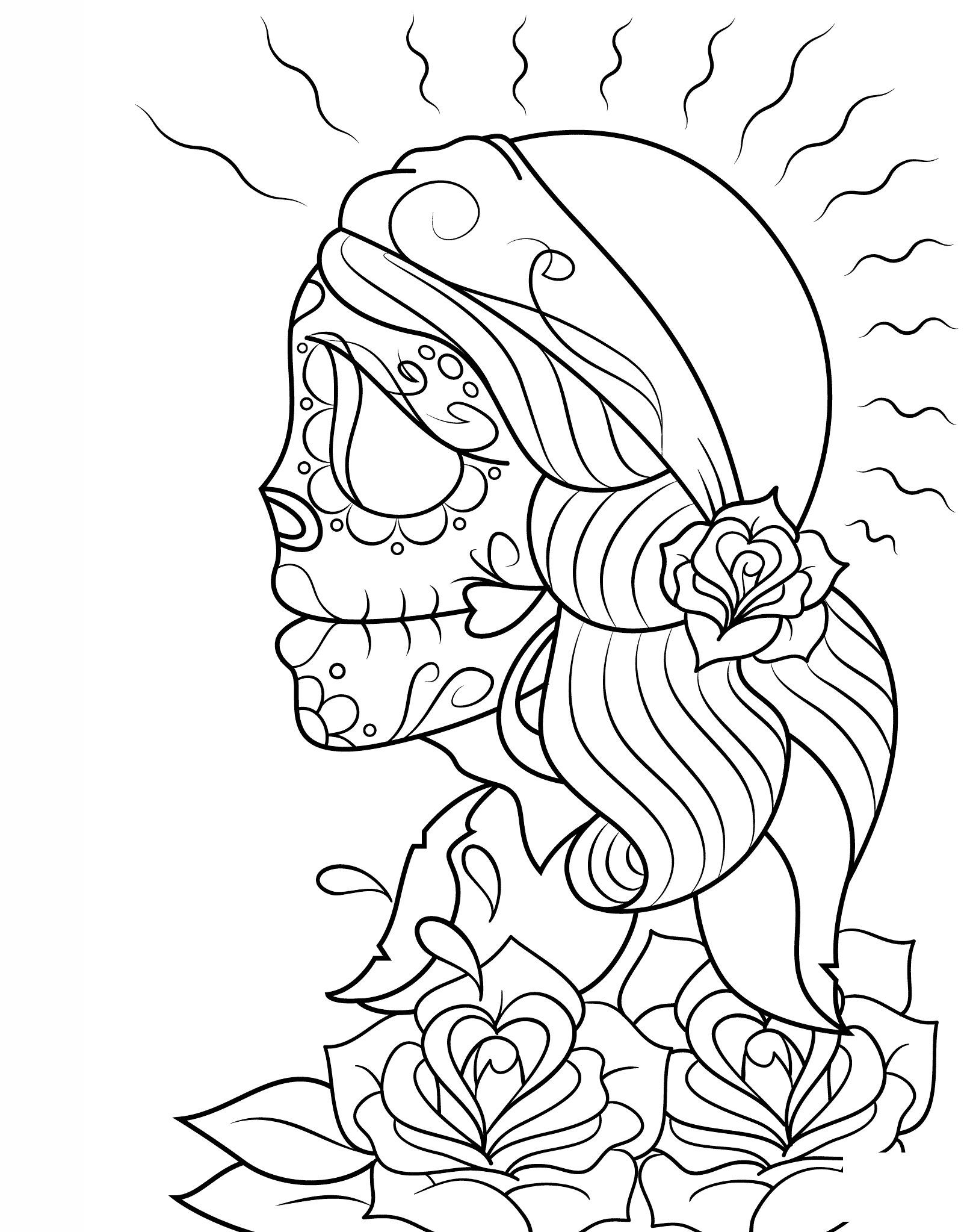 Day Of The Dead Gypsy By Asatorarise Calavera Coloring Pages - Coloring Cool
