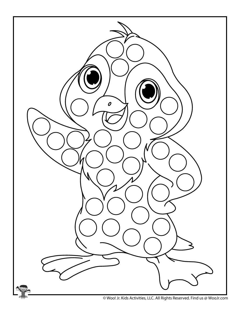Penguin Do A Dot Printable Coloring Page For Kids. Woo! Jr. Kids
