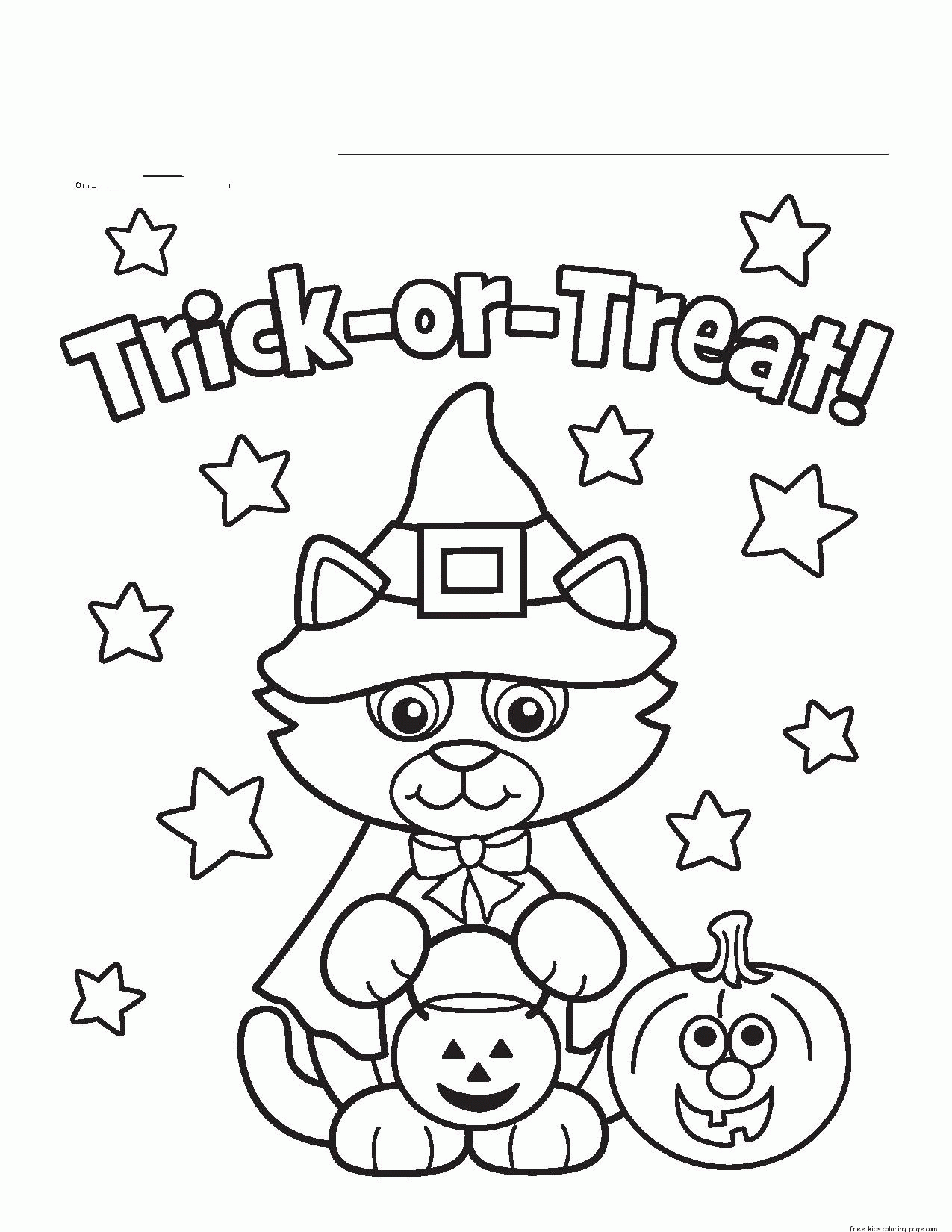 Halloween Kitty Costume Printable coloring pages for kidsFree ...