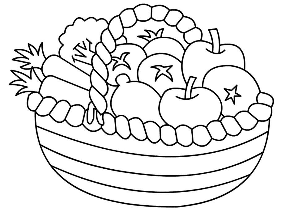 Fruits In A Basket - Coloring Pages for Kids and for Adults