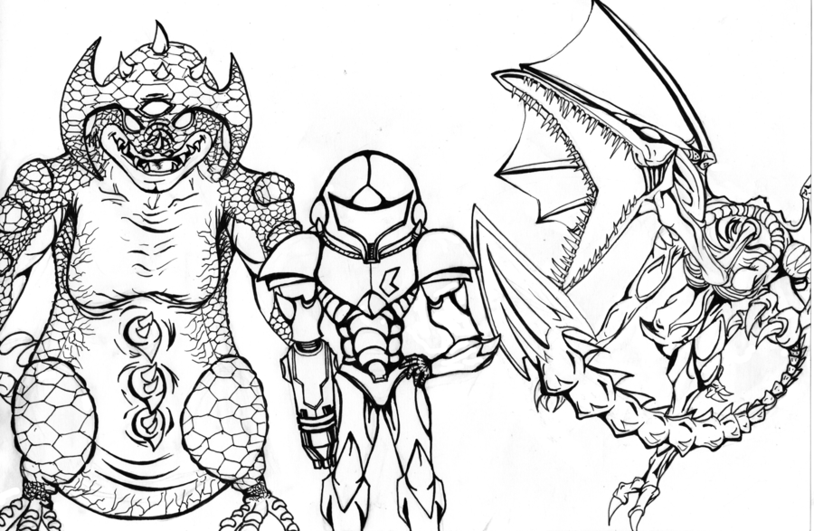 Metroid Prime Coloring Pages Sketch Coloring Page