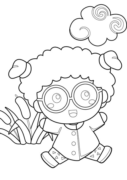 Premium Vector | Kids and rain theme coloring pages a4 for kids and adult
