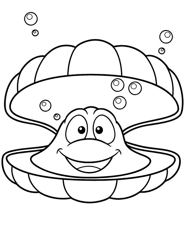 Cartoon clam coloring page for kids - Topcoloringpages.net