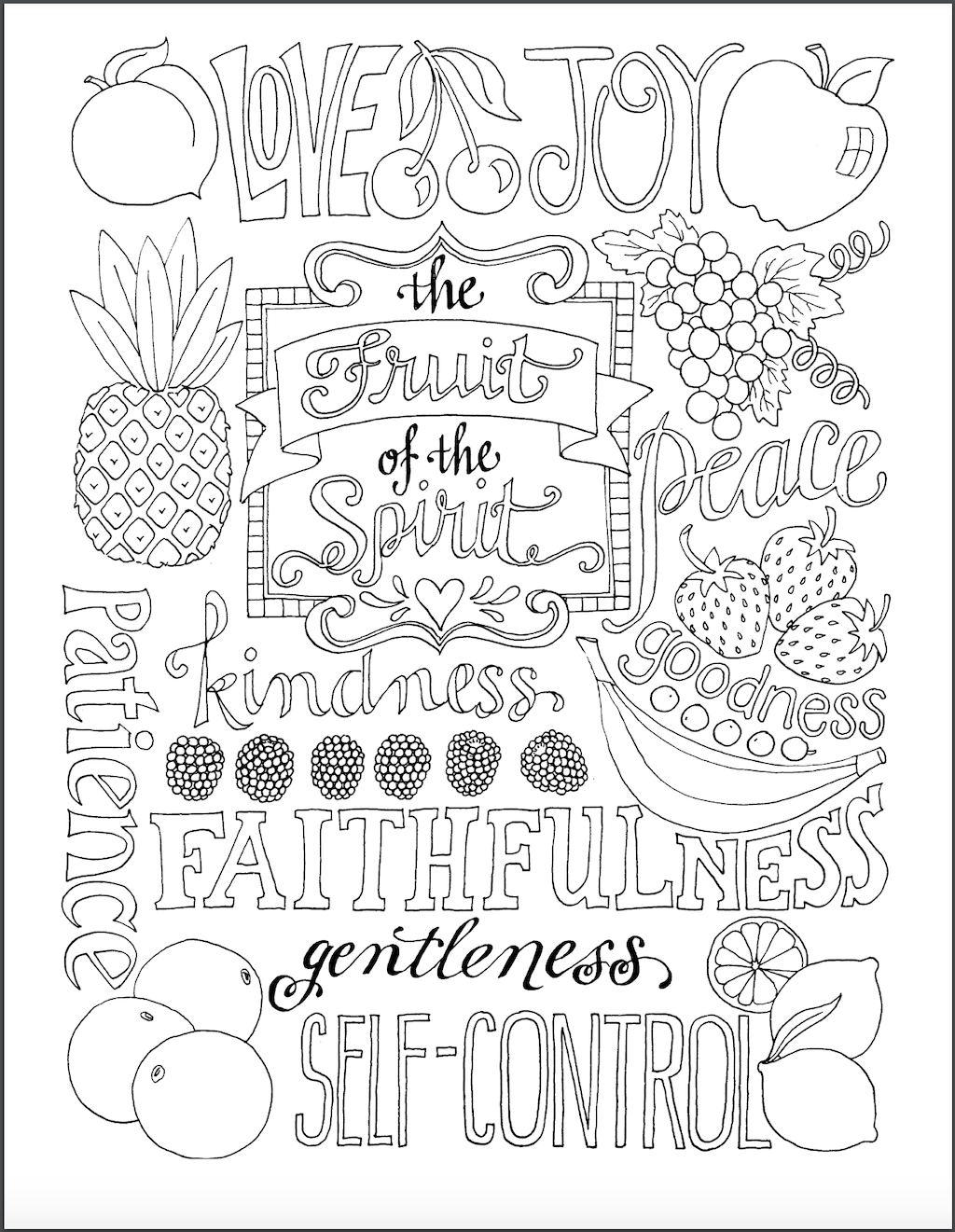 Fruit Of The Spirit Coloring Page Family Homelife Coloring Home