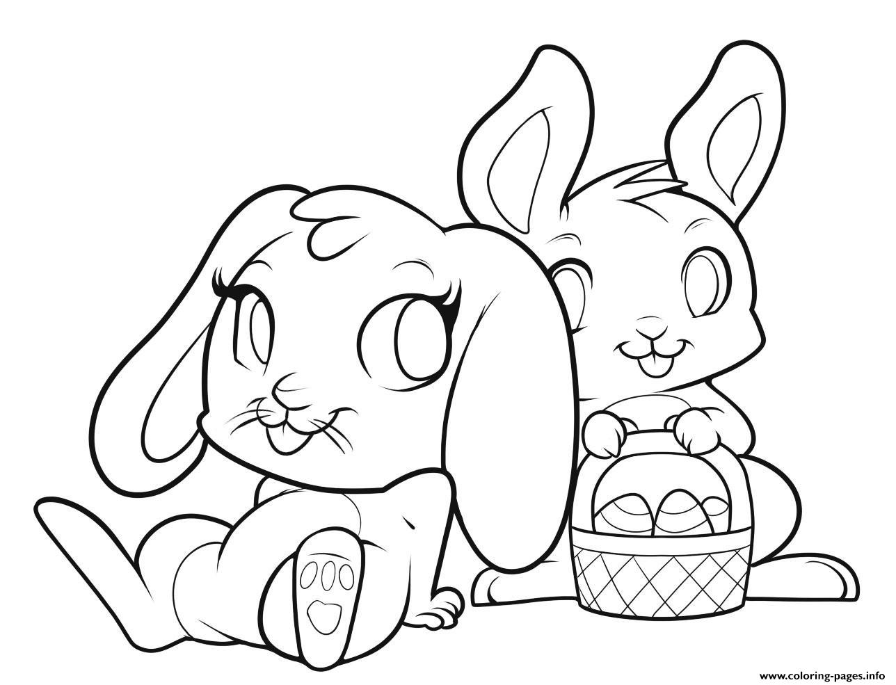 Easter Bunnies Cute Bunny Coloring Pages Printable