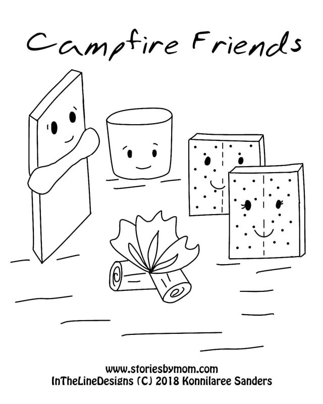 Campfire Friends Coloring Page #chocolate #marshmallow #grahamcrackers # smore #camping #illustration #storiesby… | Camping coloring pages,  Campfire, Campfire smores