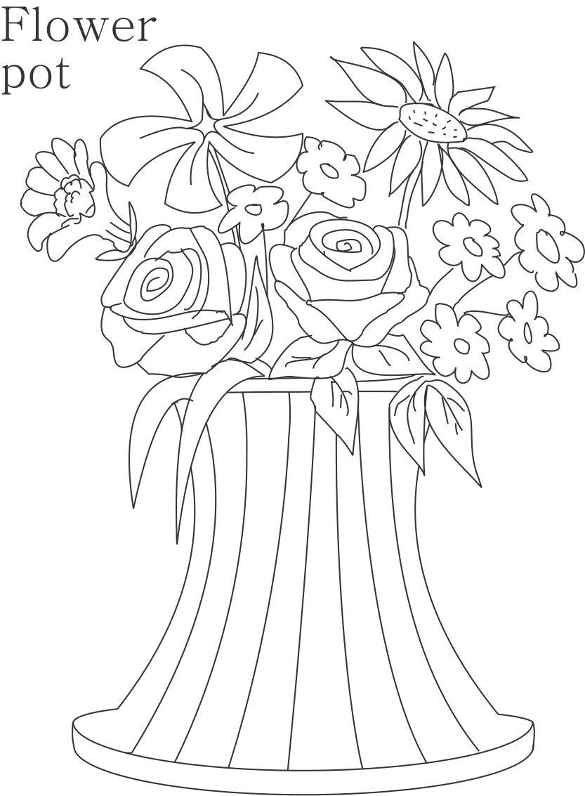 Flowers In A Pot Coloring Pages   Coloring Home