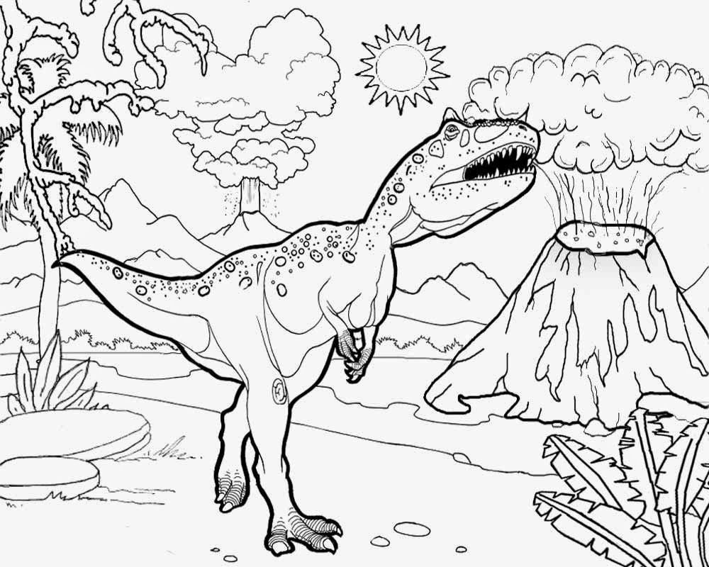 Dinosaur And Volcano Coloring Pages - Coloring Pages For Kids and ...