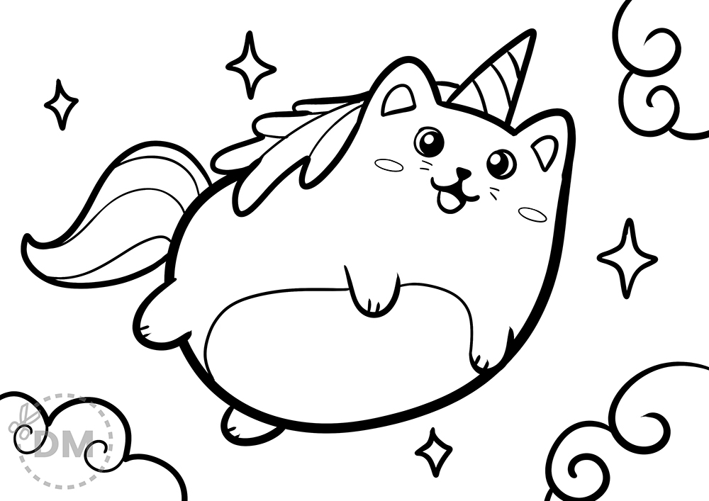 Cute Pusheen Cat Coloring Page - diy-magazine.com