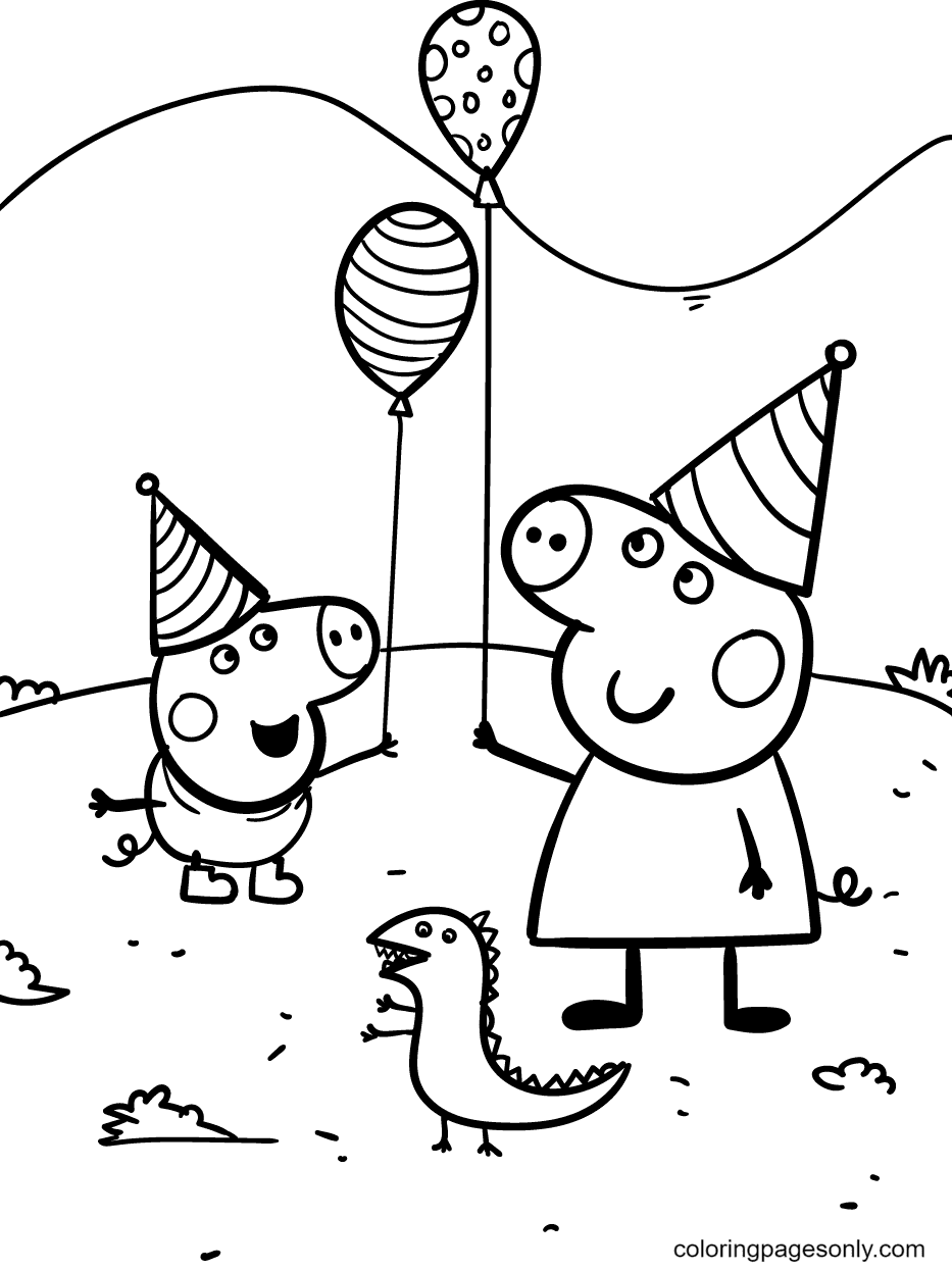George's Birthday Coloring Pages - Peppa Pig Coloring Pages - Coloring Pages  For Kids And Adults