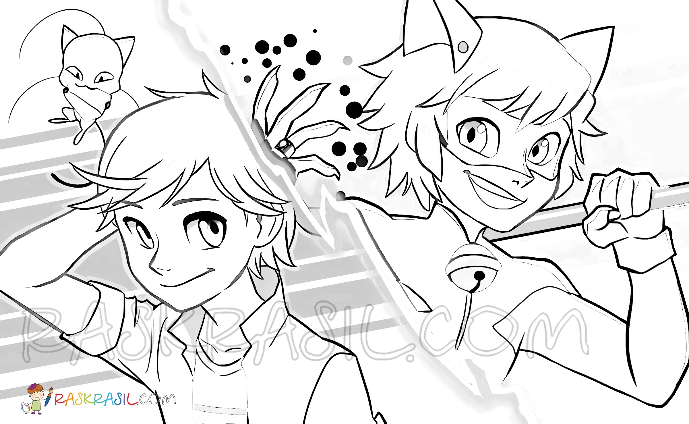 Ladybug and Cat Noir coloring pages. Print for Free