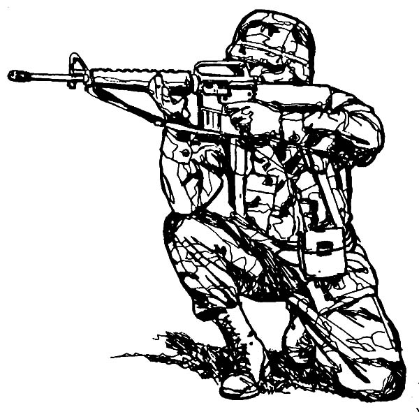 Military Aiming With Sniper Rifle Coloring Pages : Color Luna