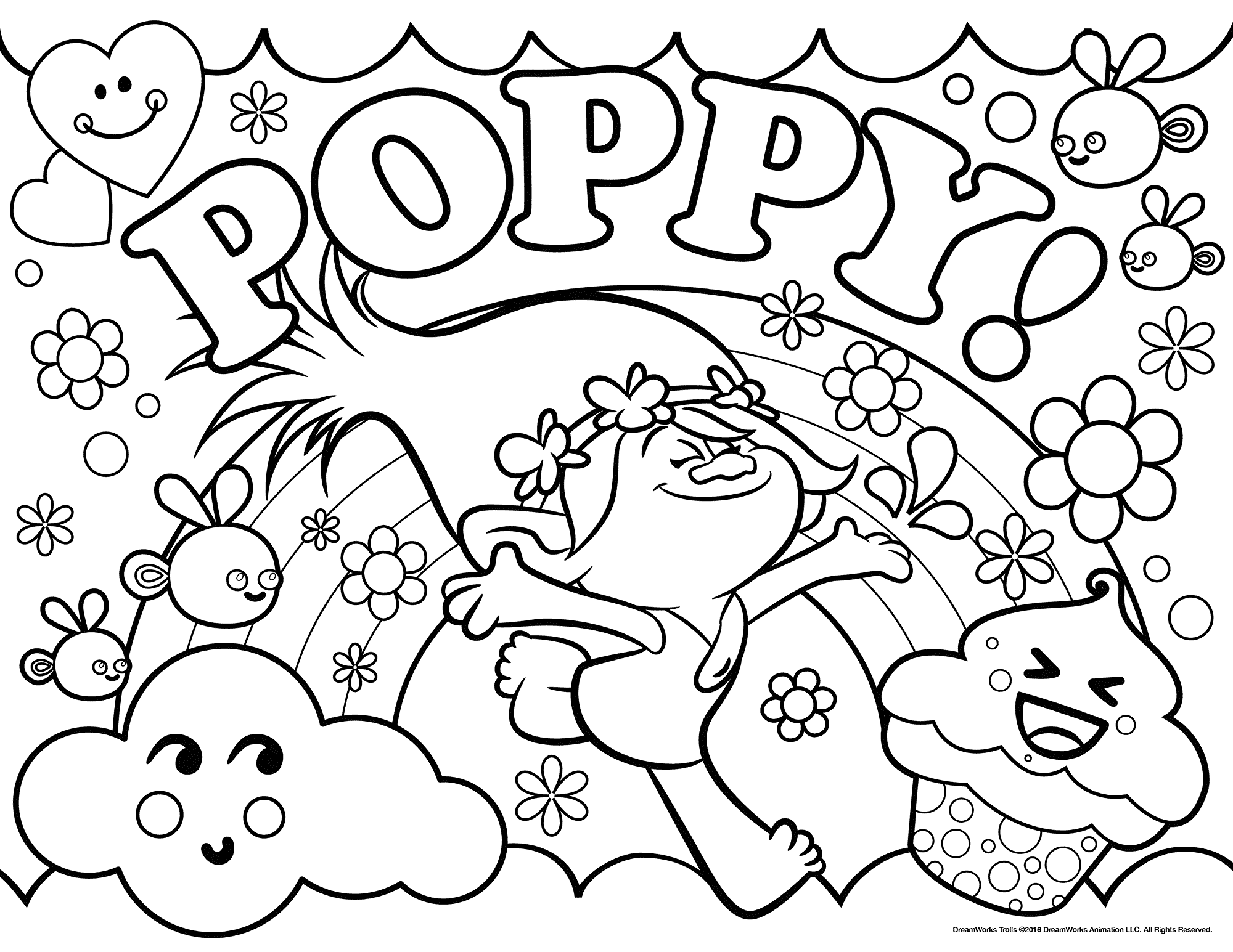 Poppy Trolls Coloring Pages   Coloring Home