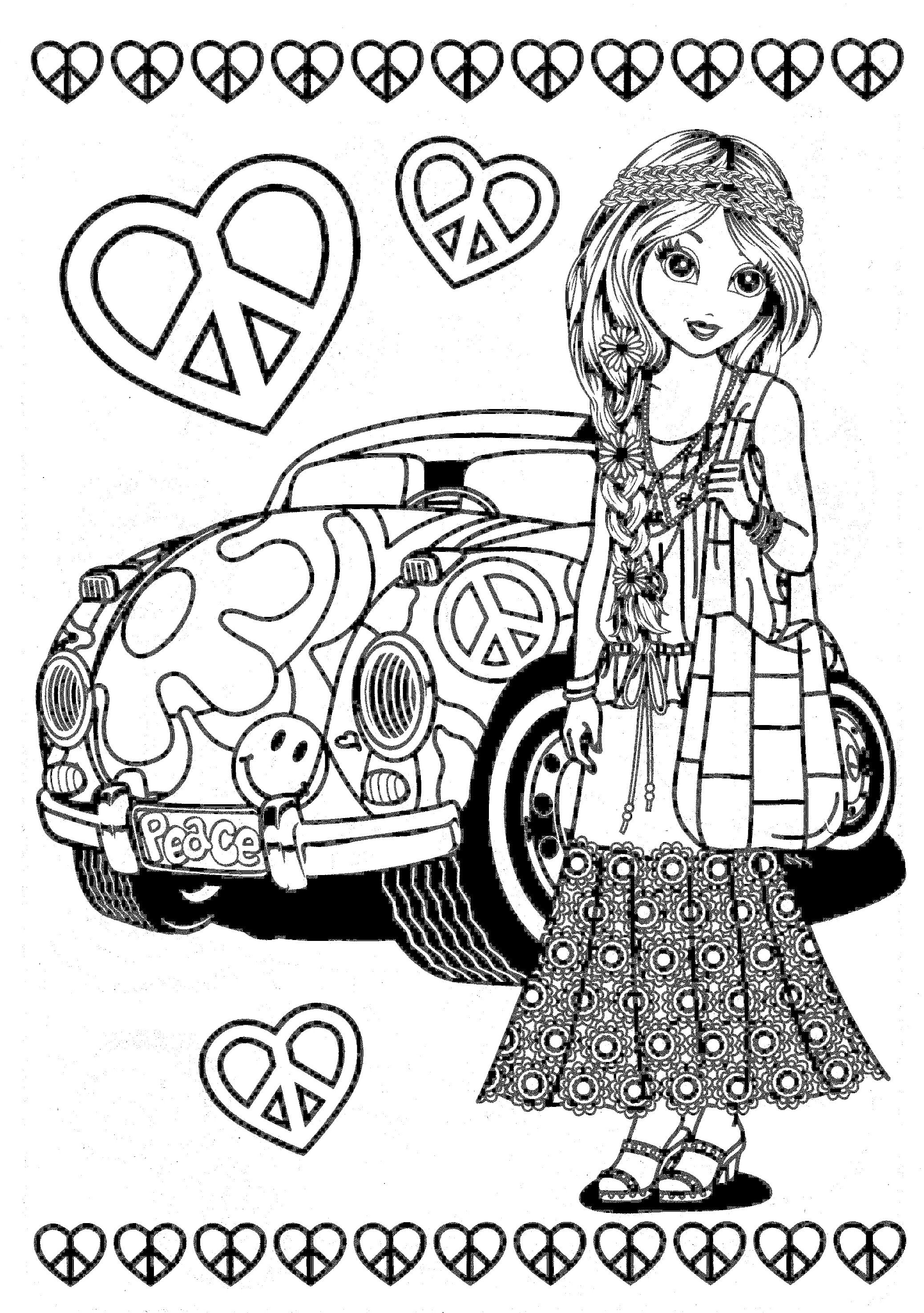 Hippy Coloring Pages - Coloring Home
