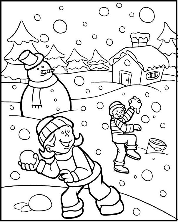 snowball fight coloring pages