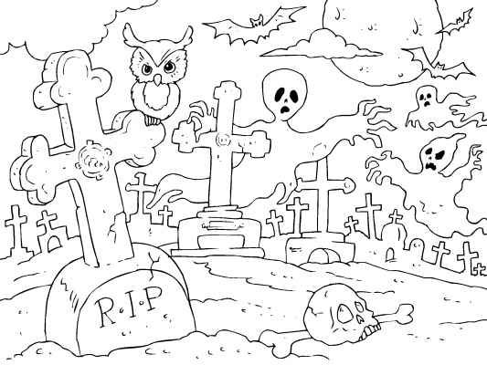 A ghostly graveyard coloring page. Spooky fun for Halloween. Color it… |  Halloween coloring pages, Halloween coloring pages printable, Free  halloween coloring pages