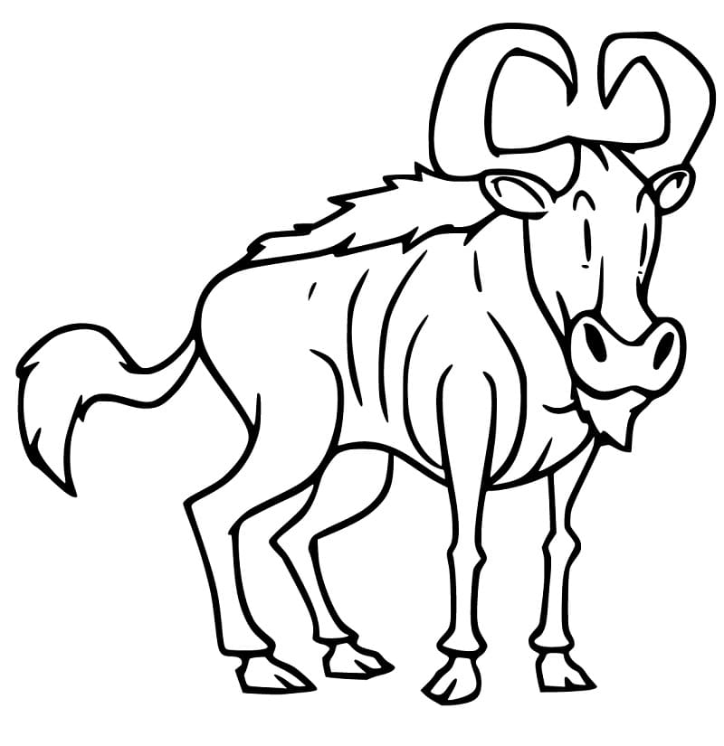 Animated Wildebeest Coloring Page - Free Printable Coloring Pages for Kids