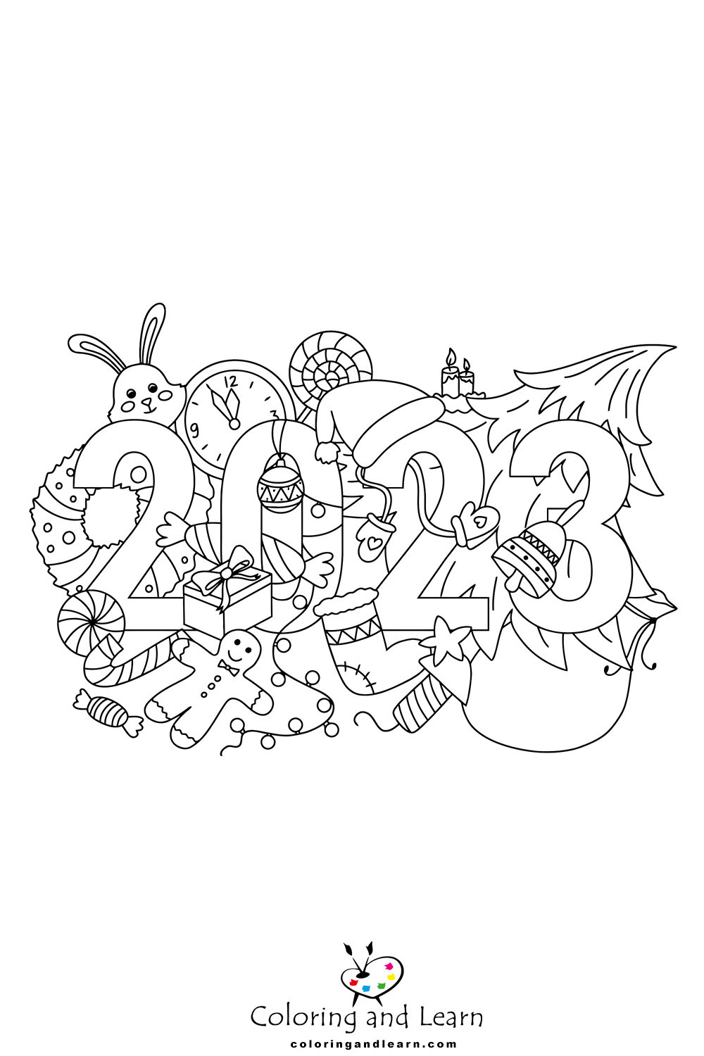 New Year Coloring Pages (2023) - Coloring and Learn