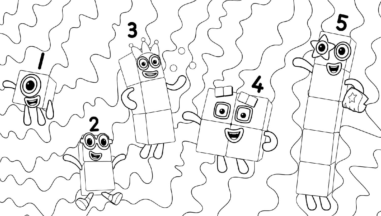 Numberblocks from 1 to 5 Coloring Page - Free Printable Coloring Pages for  Kids